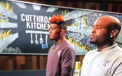 Chef Cam Dangerfield competing on Cutthroat Kitchen