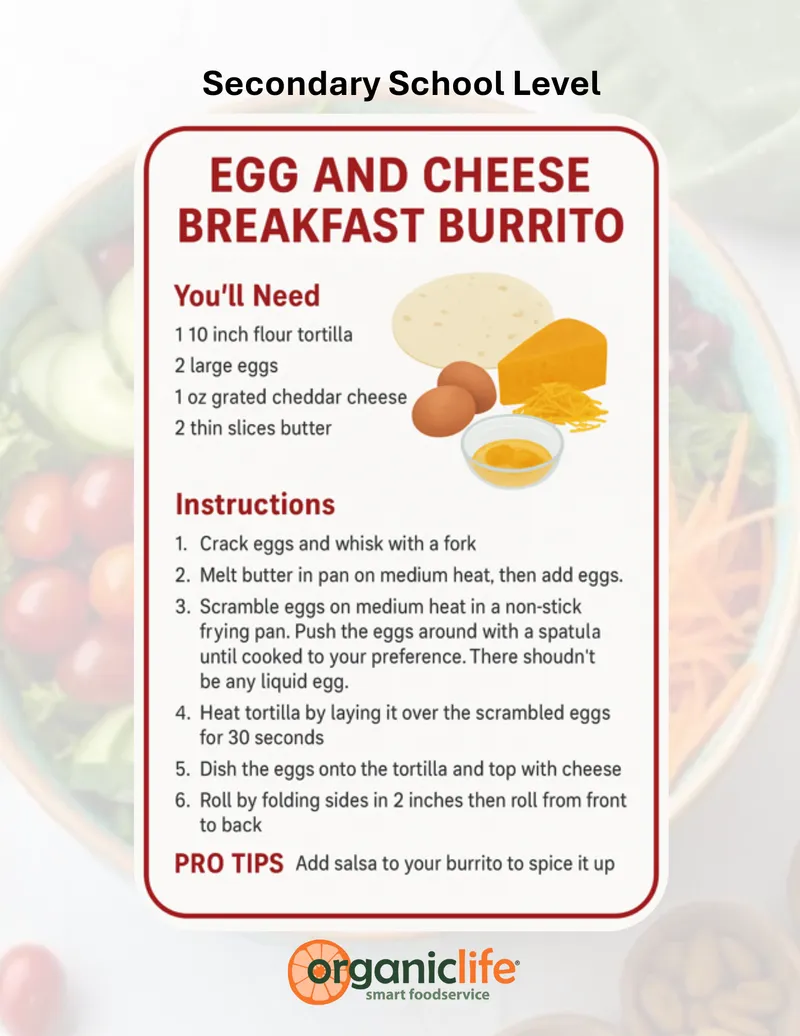 Egg and Cheese Breakfast Burrito recipe card