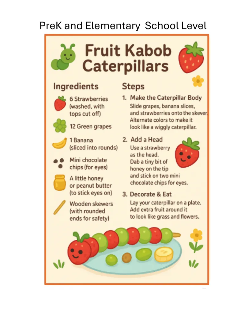 Fruit Kabob Caterpillars recipe card